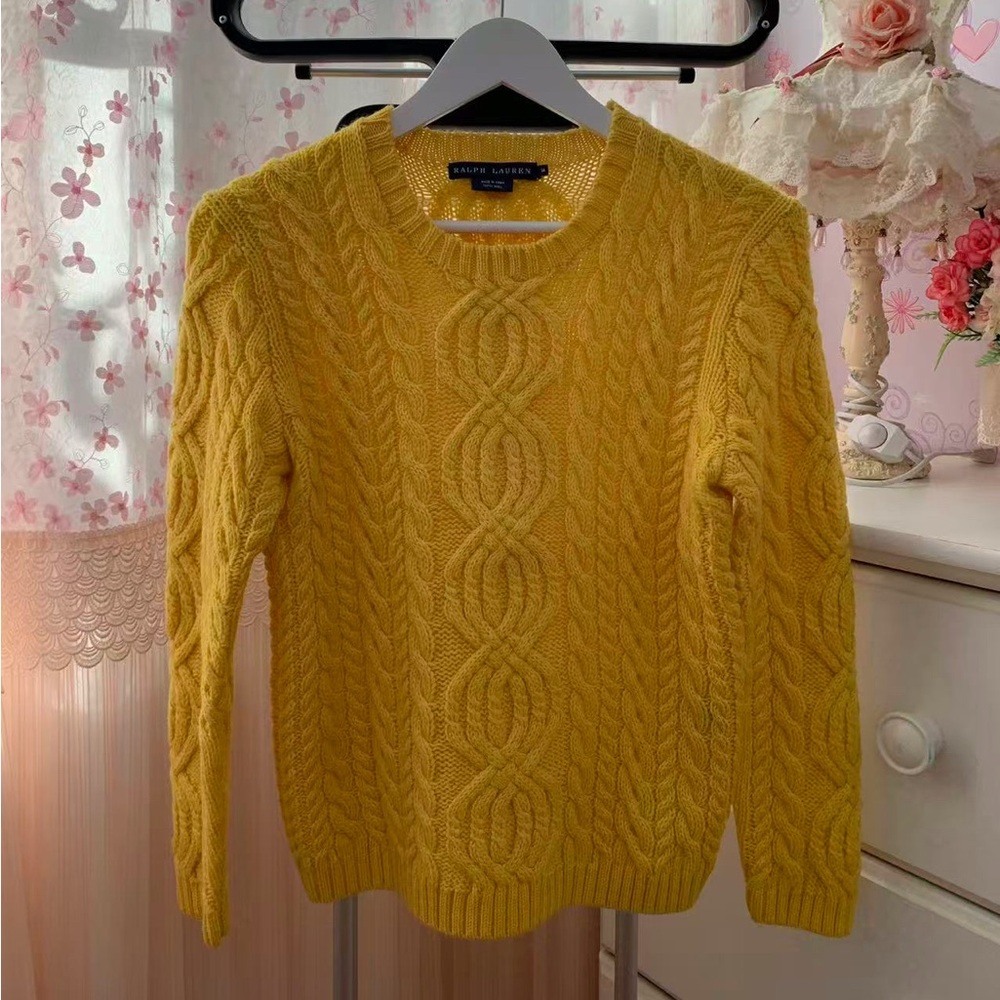 Ralph Lauren Cable Knit Yellow Wool Sweater